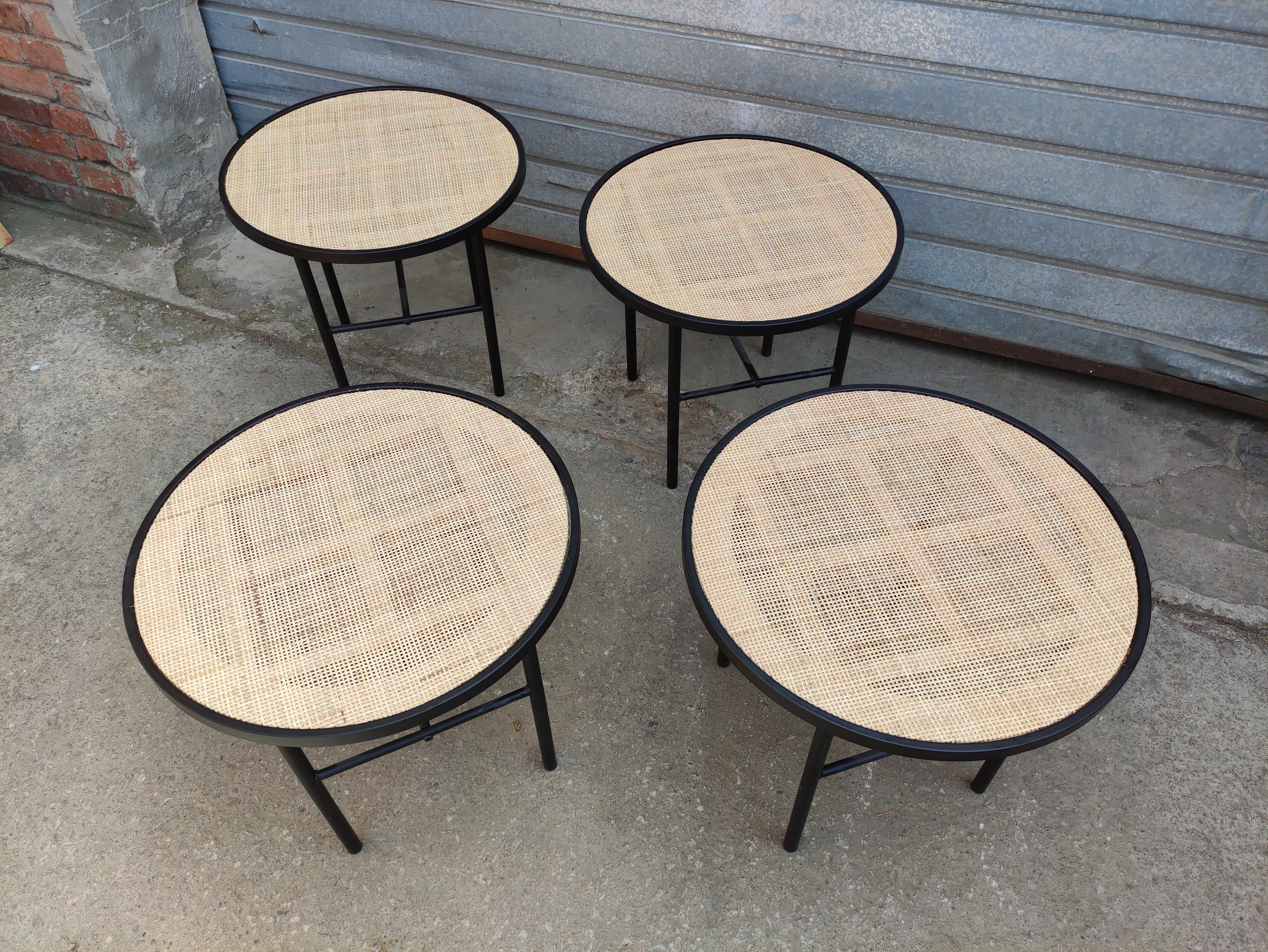 mesa auxiliar bambu madera metal alt 44.5 o50 4u